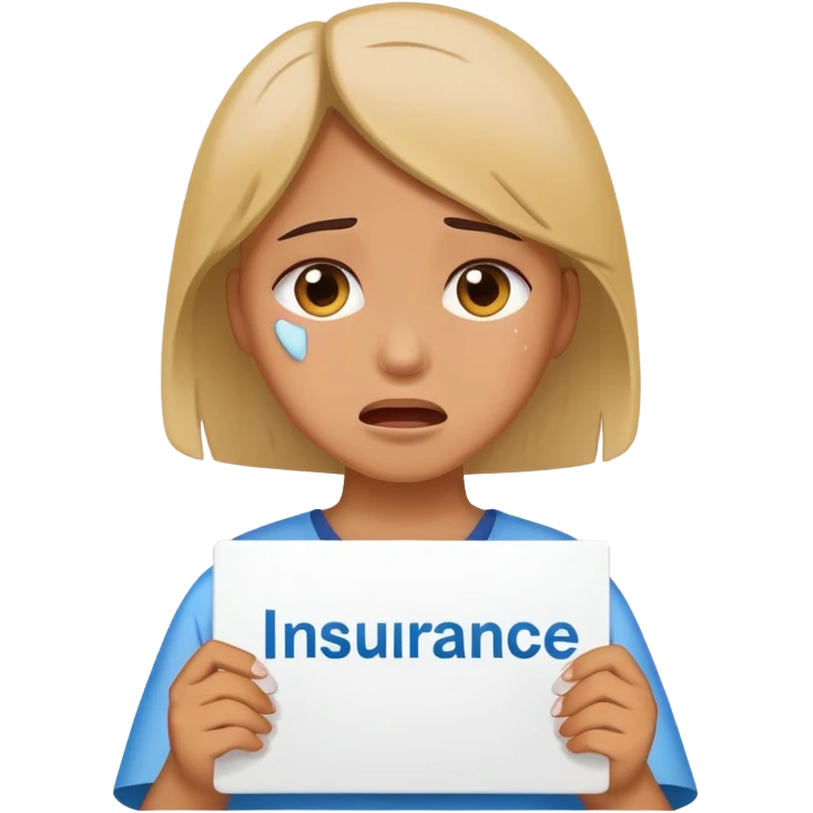 girl crying holding sign that says insurance emoji