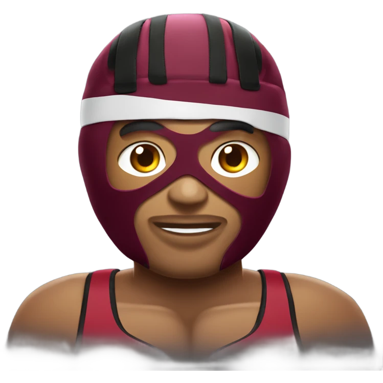 wrestler wearing nike inflicts with garnet headgear emoji