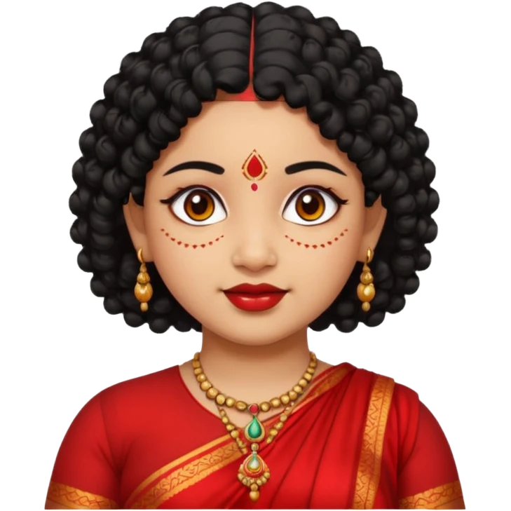 Indian fat girl south Indian curly short black hair emoji