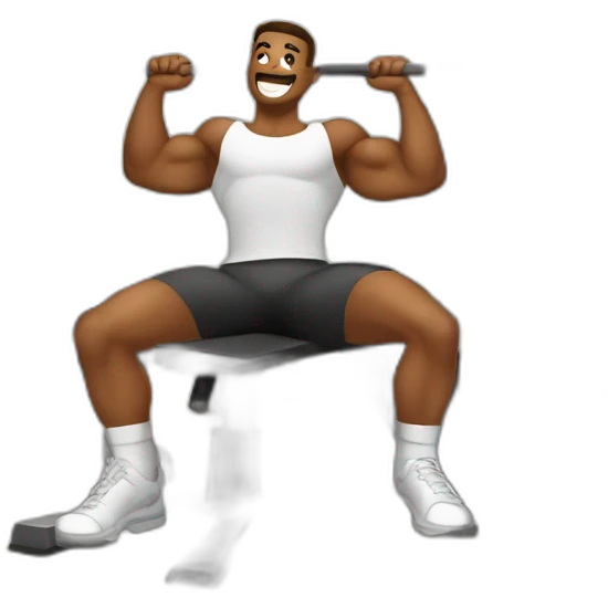 men at the gym in the bench press machine with friends emoji