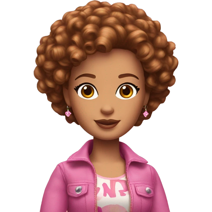 brown curly short hair barbie full body emoji
