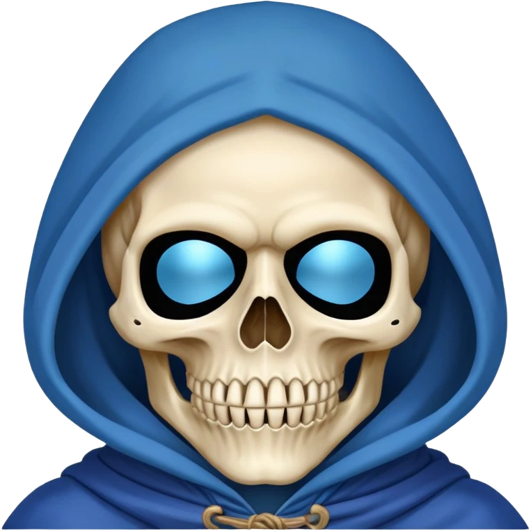 pirate skull wearing blue hood and cloak and mask emoji
