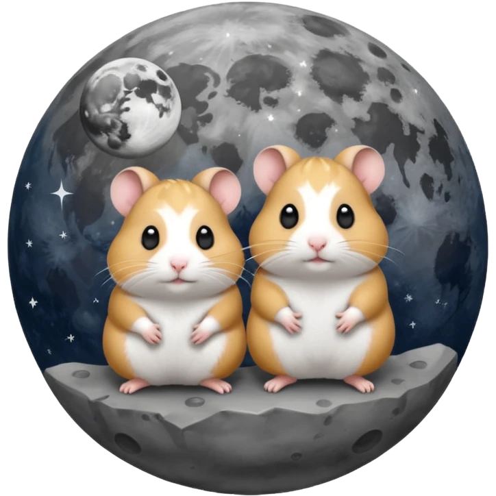 2 hamsters on the moon  emoji