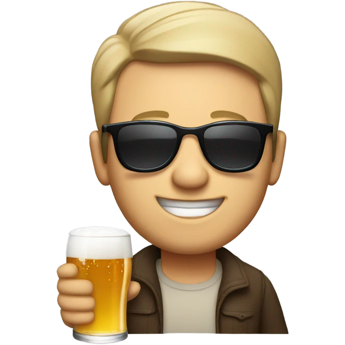 Fair skinned Man with sunglasses and a very large glass of beer Spanish beach emoji