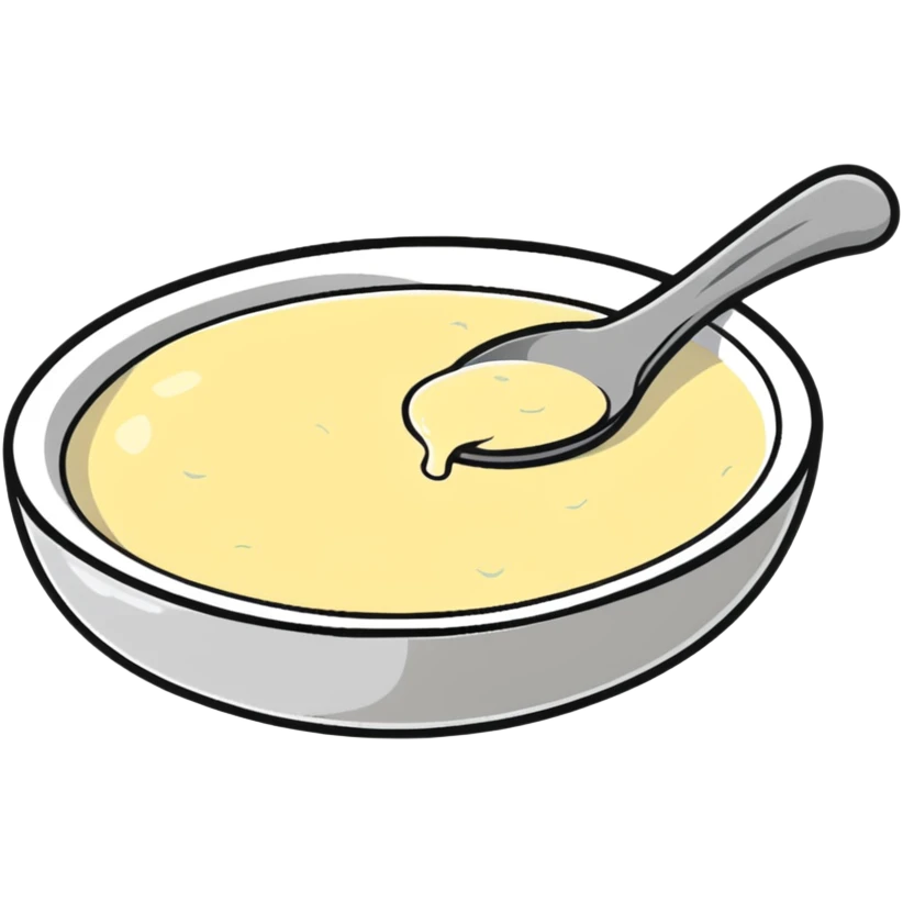 creamy alioli sauce in a small dish with garlic cloves nearby emoji