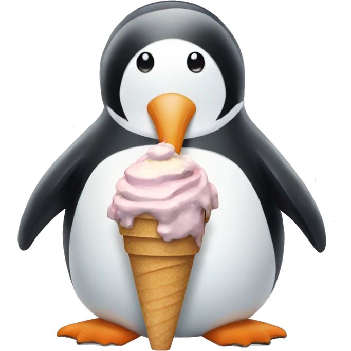 penguin having a lots of ice cream emoji