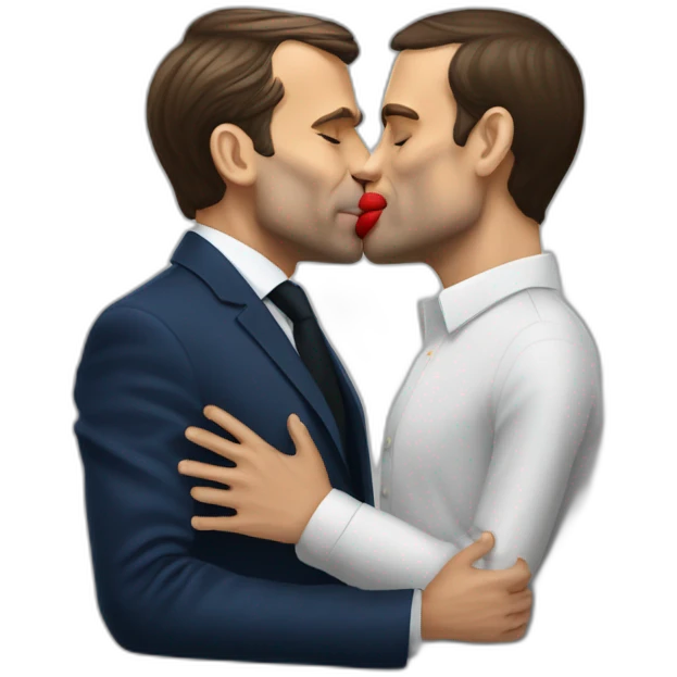 emmanuel macron kissing jean castex emoji