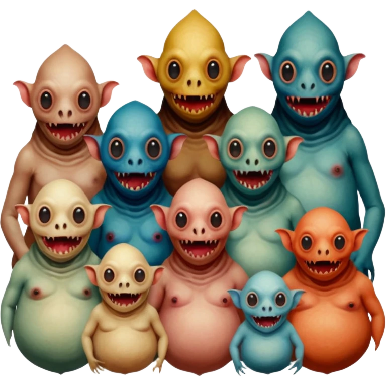 aesthetic brilliant divine lighting, oil paint  -  hieronymus bosch phantasmagoric mutated creatures emoji