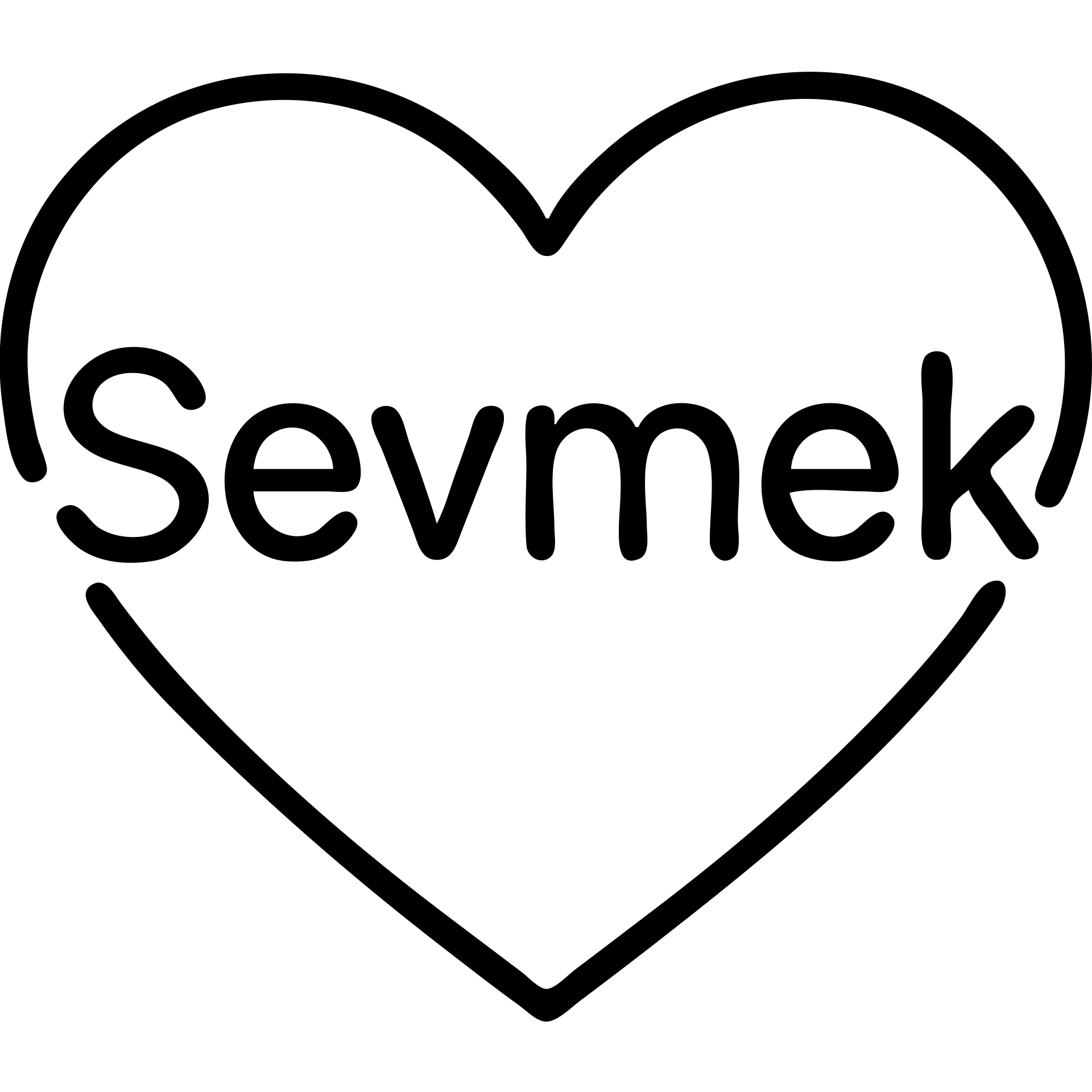 A simple outlined icon with the word "Sevmek" integrated into a heart or love design emoji