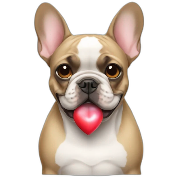 French bulldog with heart eyes emoji