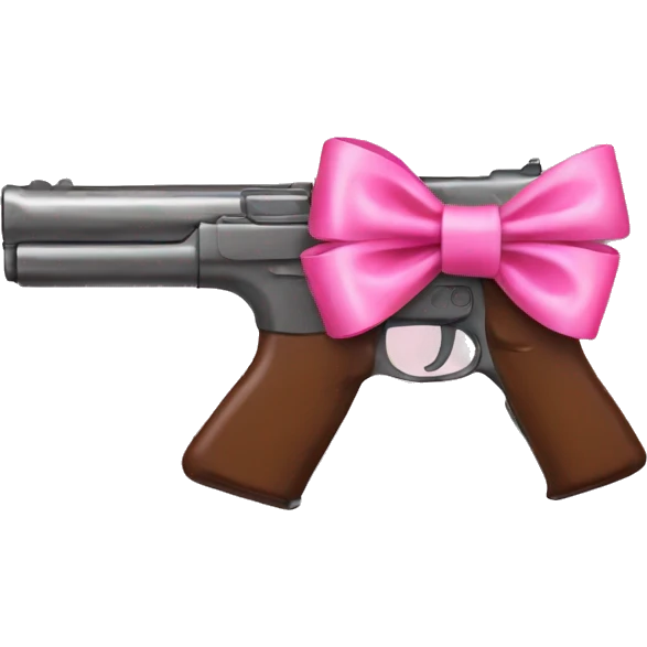 gun with pink bow wrapper around it emoji