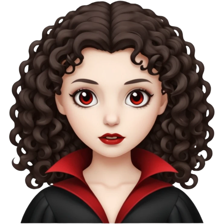 vampire brunette girl with curly, almost straight hair big black gril emoji