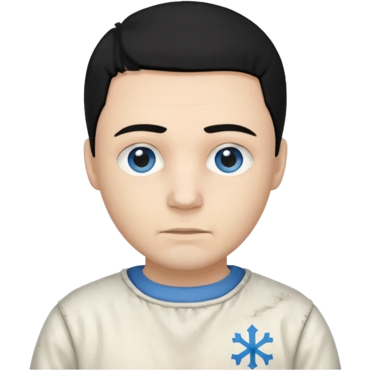 John Broom from Poison with light skin, blue eyes, black hair, ivory inmate outfit  emoji