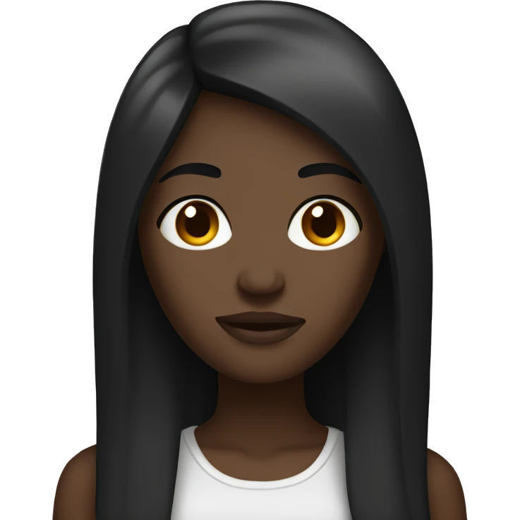 Dark skinned woman with long straight black hair  emoji