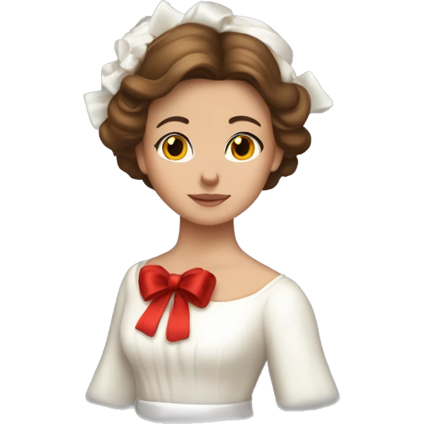 brown haired women with white gown red silk bow belt  only and spur wreath the head with white candles on top of it emoji