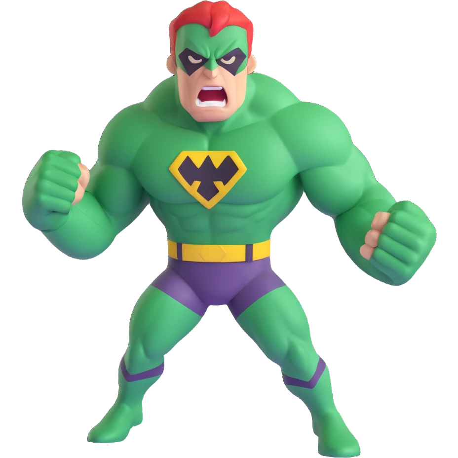 the Hulk, muscular green superhero, roaring emoji