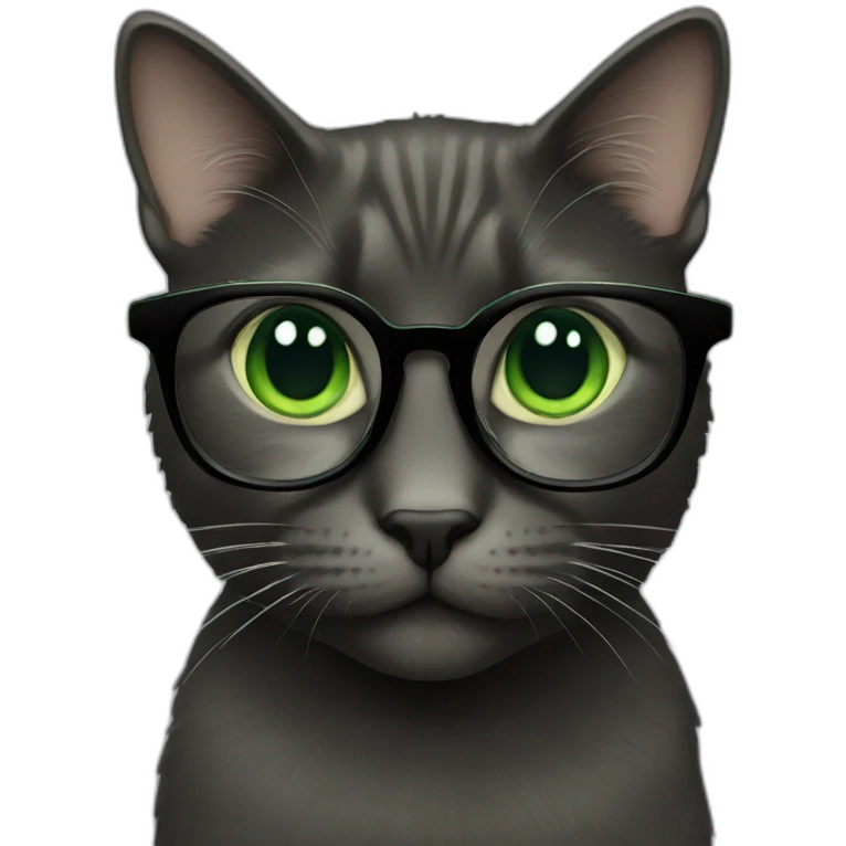 blck cat green eye glasses emoji