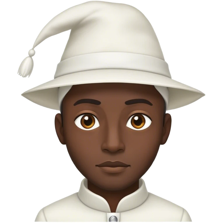 Black man with pointy white hat emoji