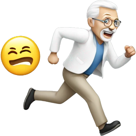 Old man running with Medicare sign  emoji
