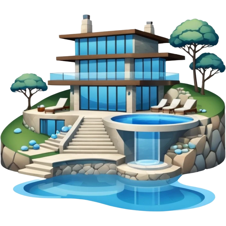 modern house on the hill, with a pool ON THE HILL emoji