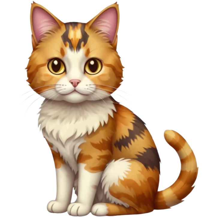 full body colourful light patched calico tabby cat with hazel eyes emoji