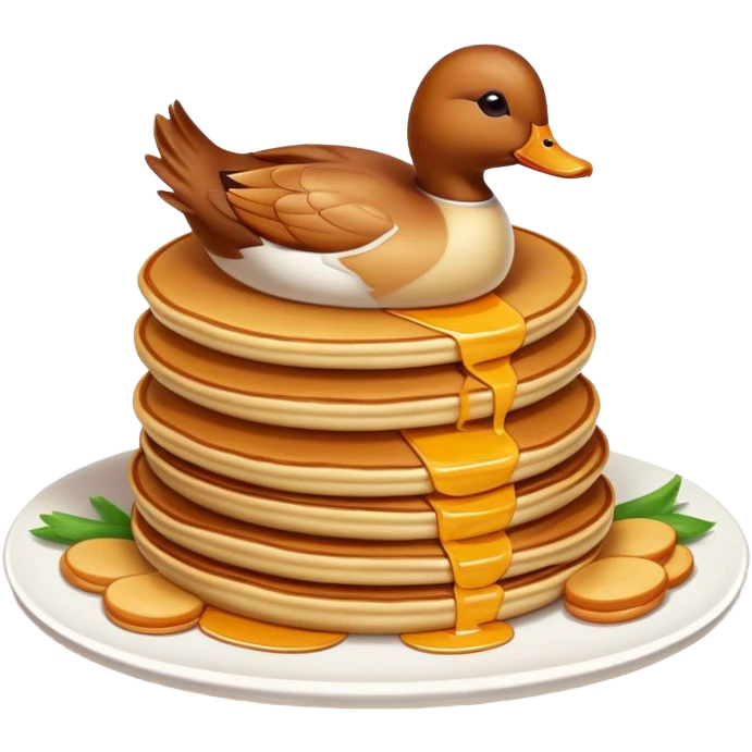 Beijing Peking Duck with crispy skin and pancakes, simplified emoji style with bold outlines and bright colors, cartoon style roasted duck emoji