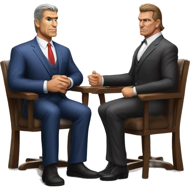 A rich father-like figure similar think Vince McMahon facing off against the framed widow Karen Read emoji