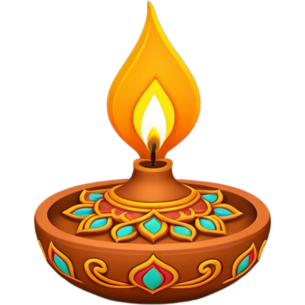 Diwali diya lamp, glowing with light, festive Indian decoration emoji