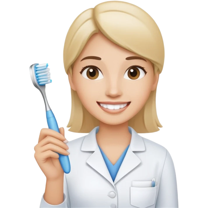 A dental assistant holding a toothbrush in her hand.   emoji