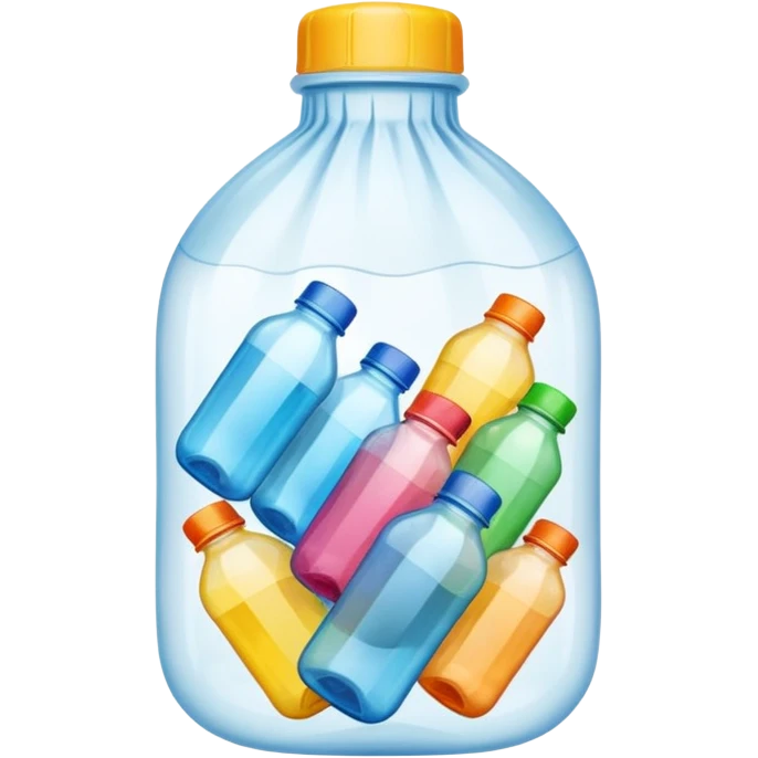 plastic bottles in a bundle bag emoji