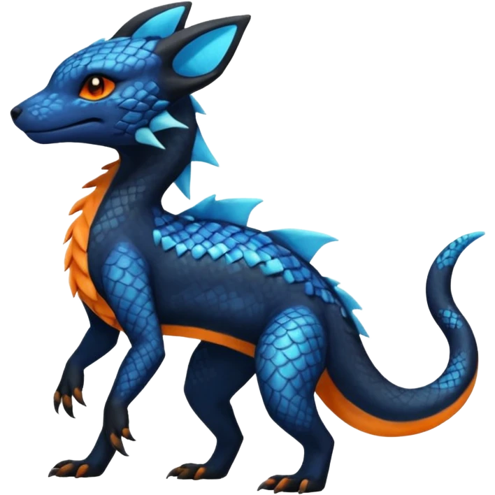 Anthropomorphic Scaley Exotic Salandit-Aurorus-Umbreon-Fakémon-hybrid-creature (full body)  emoji