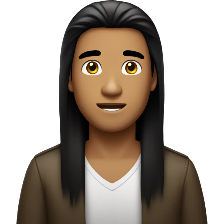 phillipino bronzed young man with long long straight black hair emoji