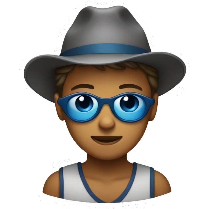 playful boy in a hat blue eyeshade  emoji