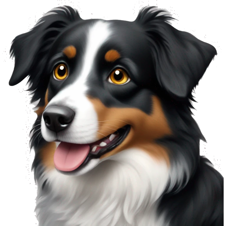 Small black australian shepherd dog painting art emoji
