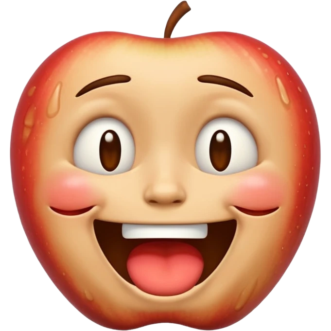 Apple style emoji, laugh crying face but looks exhausted and crazy emoji