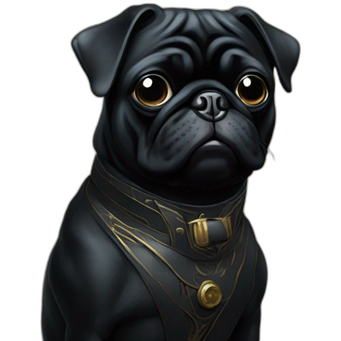 A cyberpunk black pug in Art Nouveau style during 1910 emoji