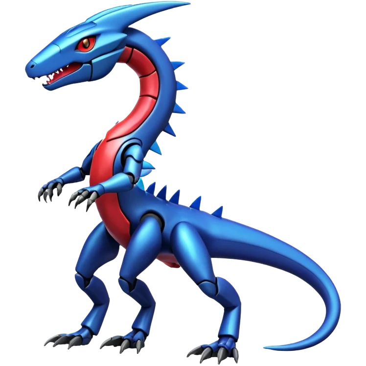 Shiny futuristic colorful Heliolisk-Salandit-Cyclizar-Genesect-Pokémon, full body emoji