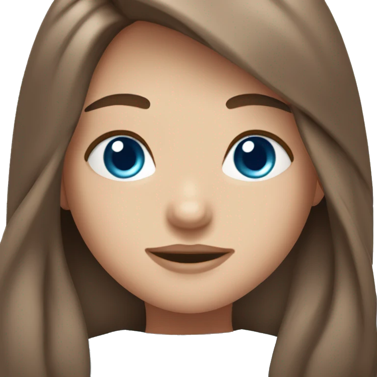 pretty,long brown haired girl, blue eyes,￼ emoji