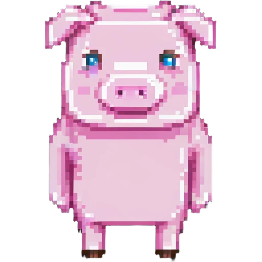 Minecraft pig, full body, pink blocky animal with square head emoji
