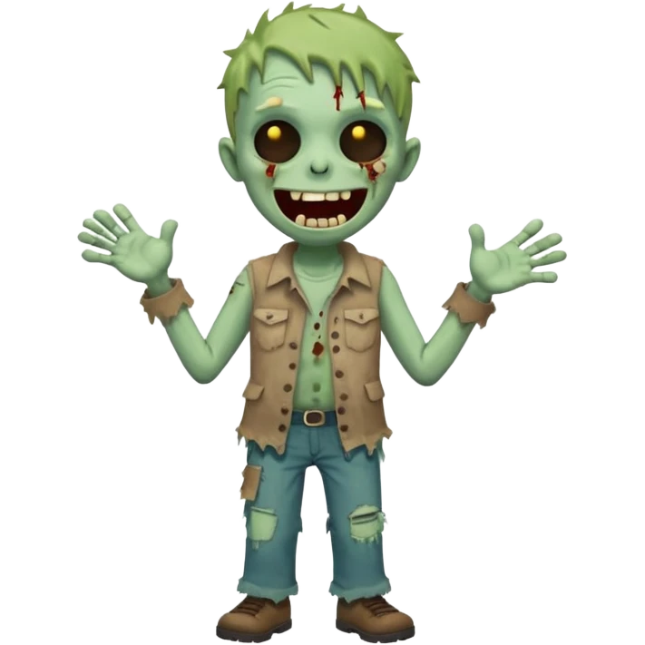 A cute, cheerful zombie is laughing hard, standing up emoji