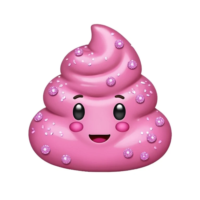 Pink poop with glitters on pink background  emoji