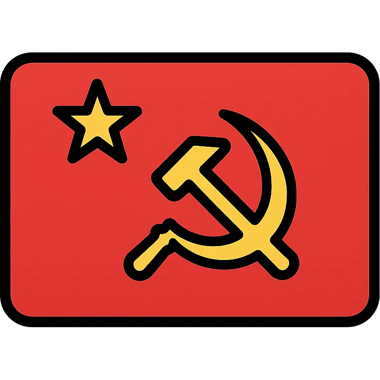 Soviet Union flag, minimalistic, flat design, red with gold hammer and sickle and star, no text emoji