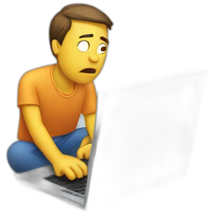 a poor guy looking at a costly laptop emoji