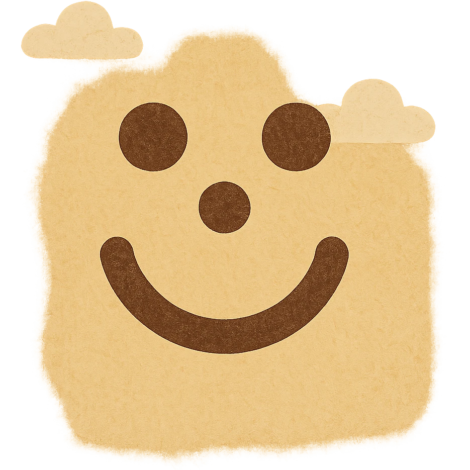 misen.com-style five-dot logo, dots arranged to create a face (two eyes, nose, mouth) using dot positions, modern friendly emoji