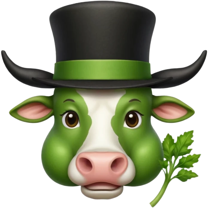 green vegetable with a top cow hat emoji
