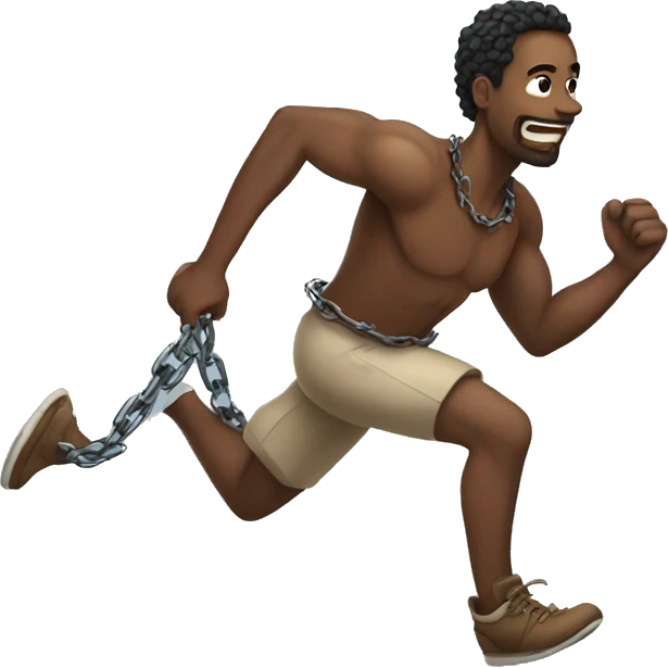 Man running while chained emoji