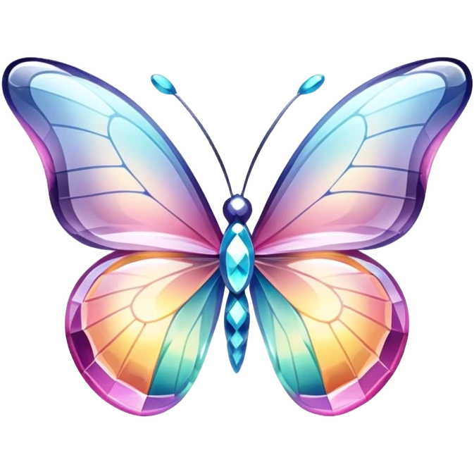 Shiny sparkly transparent colorful pastel glass-crystal-butterfly emoji