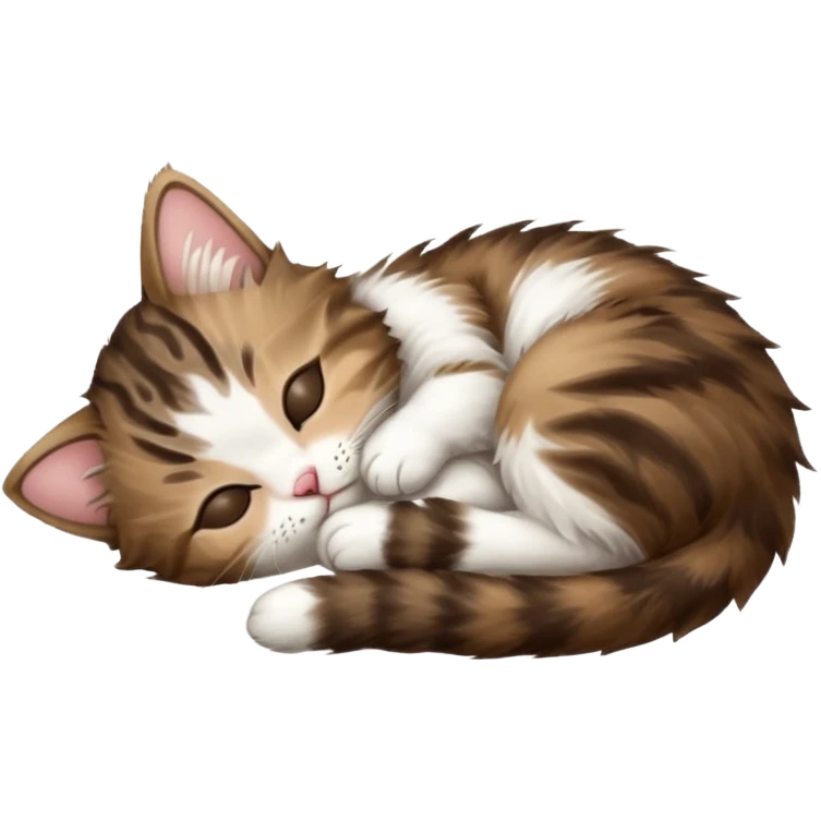 dark brown tabby and white kitten upside down sleeping emoji