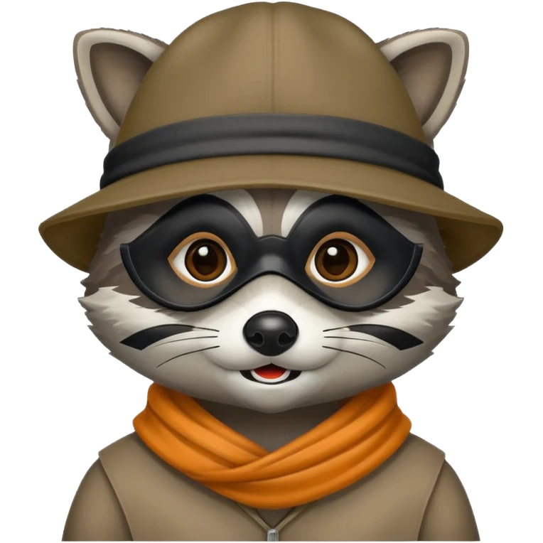 raccoon with mask and incognito hat emoji