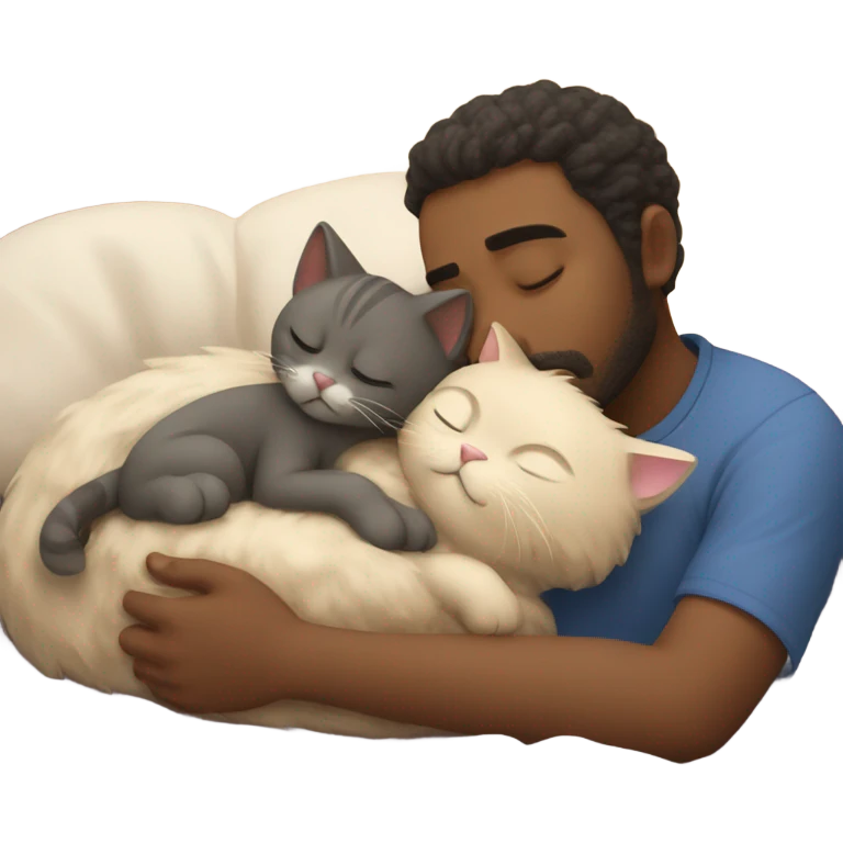 Man and cat asleep cute emoji